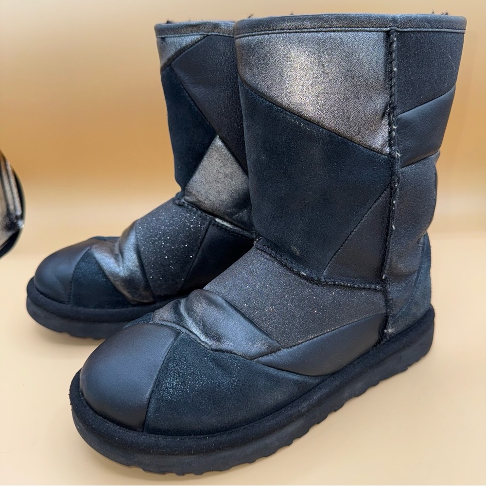 Ugg Classic Short Glitter Patchwork Black And Sil… - image 3